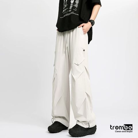 Quần Ống Rộng Trombe - Quần Cargo Unisex Xếp Ly Phong Cách Streetwear Chất Liệu Kaki Thoải Mái Dễ Phối Đồ