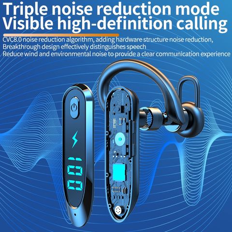 Tai Nghe Bluetooth V6.0 - Tai Đơn Chống Ồn Cho Lái Xe, Shipper, Kinh Doanh - Nghe Nhạc 30 Giờ, Nói Chuyện 35 Giờ, Âm Thanh Stereo Chất Lượng Cao