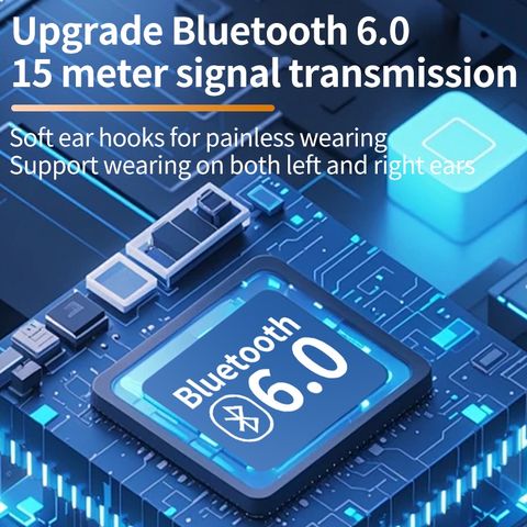 Tai Nghe Bluetooth V6.0 - Tai Đơn Chống Ồn Cho Lái Xe, Shipper, Kinh Doanh - Nghe Nhạc 30 Giờ, Nói Chuyện 35 Giờ, Âm Thanh Stereo Chất Lượng Cao