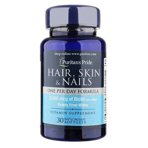 Viên Uống Puritan's Pride Hair Skin & Nails One Per Day 2500 mcg - Hỗ Trợ Làm Đẹp Tóc, Da, Móng Khỏe Mạnh và Bóng Đẹp