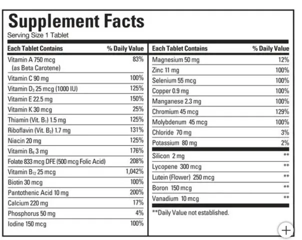 Vitamin tổng hợp Kirkland Mature Multi Adult 50+