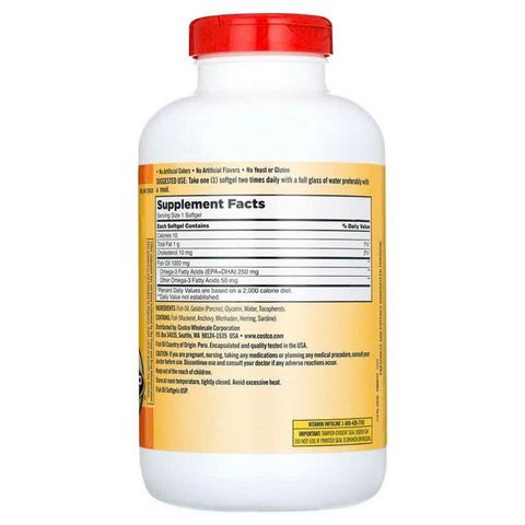 Viên uống Dầu cá Kirkland 1000mg - Hỗ trợ sức khỏe tim mạch và giảm viêm, 400 viên chất lượng cao