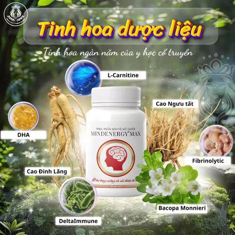 Viên Uống Bổ Não Mindenergy Max - Tăng Cường Trí Nhớ, Giảm Stress, Hỗ Trợ Ngủ Ngon, 30 Viên/Lọ