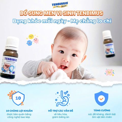 Men vi sinh Tenbimus Global Pharm 10ml - Hỗ trợ tiêu hóa và cải thiện sức khỏe đường ruột cho trẻ em từ sơ sinh đến 12 tuổi
