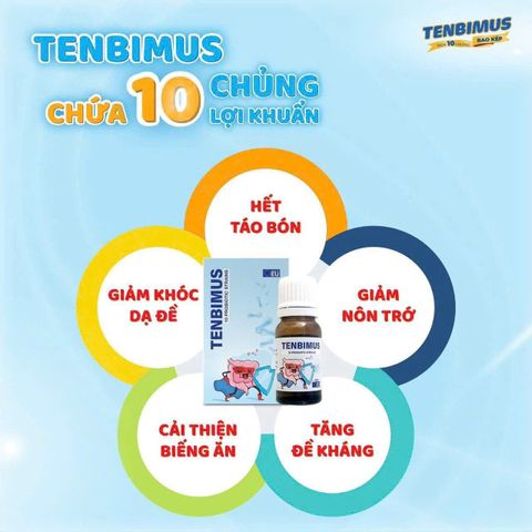 Men vi sinh Tenbimus Global Pharm 10ml - Hỗ trợ tiêu hóa và cải thiện sức khỏe đường ruột cho trẻ em từ sơ sinh đến 12 tuổi