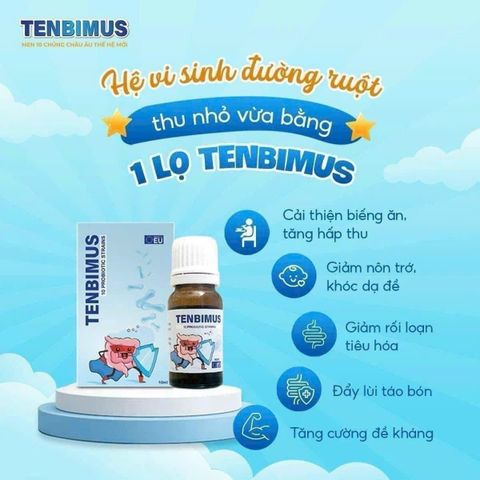 Men vi sinh Tenbimus Global Pharm 10ml - Hỗ trợ tiêu hóa và cải thiện sức khỏe đường ruột cho trẻ em từ sơ sinh đến 12 tuổi