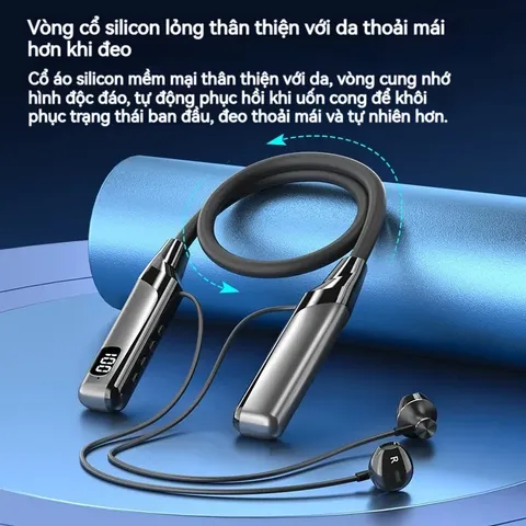 Tai Nghe Không Dây Đeo Cổ Bluetooth V5.3 Âm Thanh 9D Stereo Chơi Âm Nhạc Chất Lượng Cao - Tai Nghe Thể Thao Tiện Lợi, Thời Trang