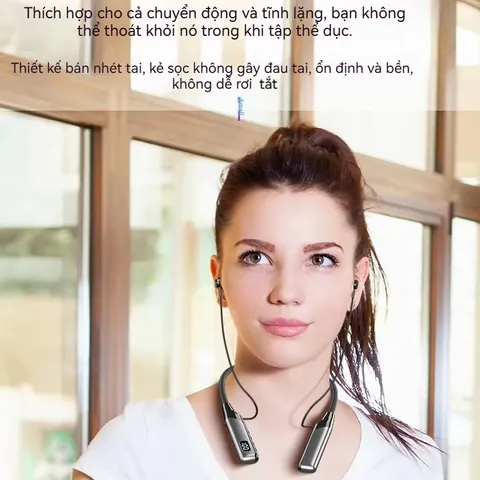 Tai Nghe Không Dây Đeo Cổ Bluetooth V5.3 Âm Thanh 9D Stereo Chơi Âm Nhạc Chất Lượng Cao - Tai Nghe Thể Thao Tiện Lợi, Thời Trang