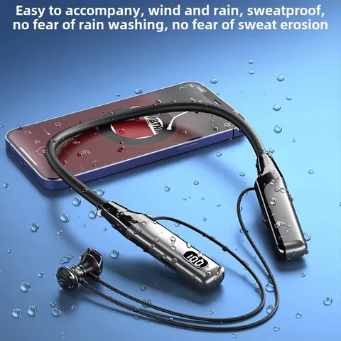 Tai Nghe Không Dây Đeo Cổ Bluetooth V5.3 Âm Thanh 9D Stereo Chơi Âm Nhạc Chất Lượng Cao - Tai Nghe Thể Thao Tiện Lợi, Thời Trang