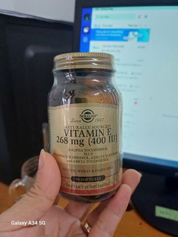 Vitamin E 400 IU Solgar - Viên Uống Chống Oxy Hóa Tăng Cường Sức Khỏe Da và Tim Mạch - Hỗ Trợ Duy Trì Thanh Xuân 50 Viên