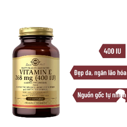 Vitamin E 400 IU Solgar - Viên Uống Chống Oxy Hóa Tăng Cường Sức Khỏe Da và Tim Mạch - Hỗ Trợ Duy Trì Thanh Xuân 50 Viên