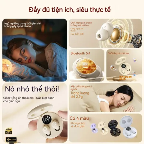 Tai Nghe Không Dây SK31 Vô Hình Bluetooth V5.4 - Thiết Kế Nhỏ Gọn, Âm Thanh Chất Lượng, Thời Gian Sử Dụng 25 Giờ 370776
