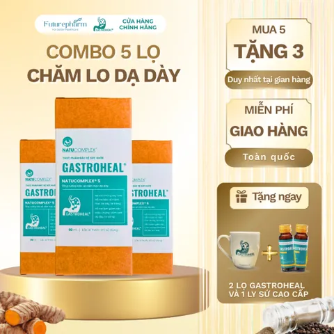 Combo 5 Lọ Gastroheal - Thực Phẩm Bảo Vệ Sức Khỏe Hỗ Trợ Tiêu Hóa, Giảm Đau Dạ Dày, Trào Ngược, Tặng 2 Lọ Và 1 Ly Sứ Cao Cấp