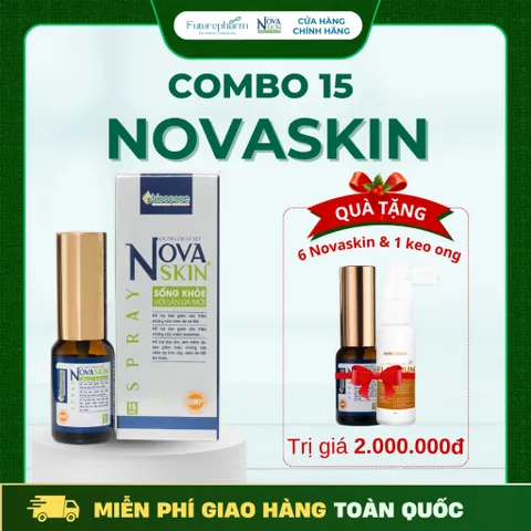 Combo 15 Lọ Dung Dịch Xịt Novaskin Hỗ Trợ Điều Trị Viêm Da Cơ Địa, An Toàn Không Corticoid, Tặng 7 Lọ Chăm Sóc Da