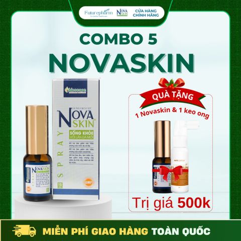 Combo 5 Lọ Dung Dịch Xịt Novaskin - Hỗ Trợ Viêm Da Cơ Địa & Eczema, Không Corticoid, Tặng 1 Lọ Novaskin & 1 Lọ Xịt KEO ONG Flavium