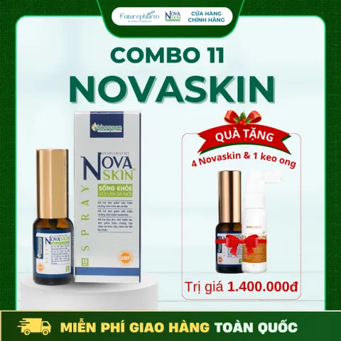 Combo 11 Lọ Dung Dịch Xịt Novaskin - Hỗ Trợ Điều Trị Viêm Da Cơ Địa và Chàm, Không Chứa Corticoid - Tặng 5 Lọ Hấp Dẫn