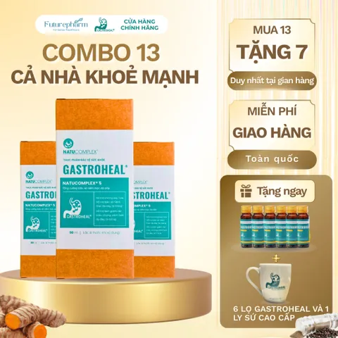 Combo 13 Lọ Gastroheal - Thực Phẩm Bảo Vệ Sức Khỏe Giúp Giảm Đau Dạ Dày, Trào Ngược - Tặng 6 Lọ và 1 Ly Sứ Cao Cấp