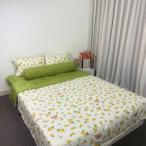 Bộ Chăn Ga Cotton Microfiber Cao Cấp - 5 Món Bọc Nệm 20cm Êm Ái, Thoáng Khí, Đèn Sinh Học An Toàn cho Giấc Ngủ Hoàn Hảo
