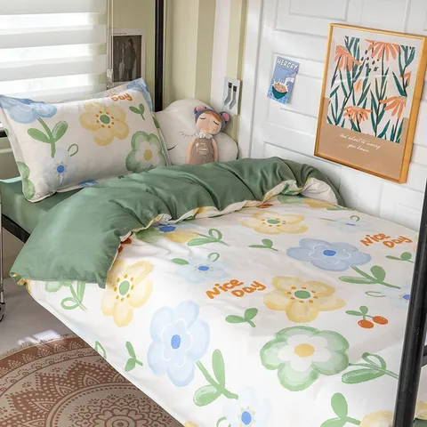 Bộ Chăn Ga Cotton Microfiber 5 Món Cao Cấp - Êm Ái, Thoáng Khí, Bọc Nệm 20cm - Trang Trí Phòng Ngủ Sang Trọng