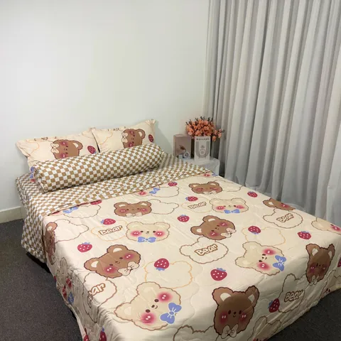 Bộ Chăn Ga Cotton Microfiber Mềm êm 5 Món Bọc Nệm Cao 20cm - Giấc Ngủ Tuyệt Vời, Thoáng Khí, An Toàn cho Da Nhạy Cảm
