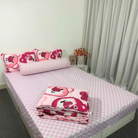Bộ Chăn Ga Cotton Microfiber Mềm Êm 5 Món - Bọc Nệm Cao 20cm, Thiết Kế Sang Trọng, Giấc Ngủ Hoàn Hảo
