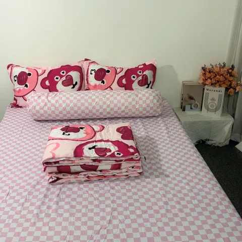 Bộ Chăn Ga Cotton Microfiber Mềm Êm 5 Món - Bọc Nệm Cao 20cm, Thiết Kế Sang Trọng, Giấc Ngủ Hoàn Hảo