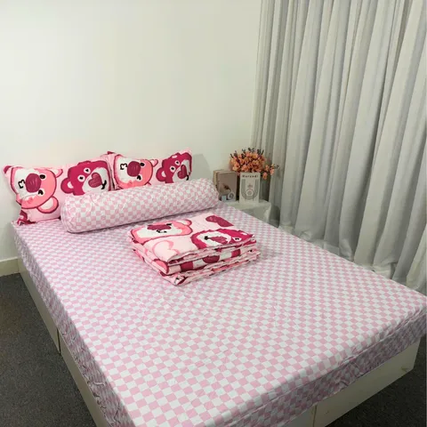 Bộ Chăn Ga Cotton Microfiber Mềm Êm 5 Món - Bọc Nệm Cao 20cm, Thiết Kế Sang Trọng, Giấc Ngủ Hoàn Hảo