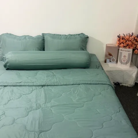 Bộ Chăn Ga Cotton Microfiber 5 Món - Êm Ái, Thoáng Khí Bọc Nệm Cao 20cm - Giúp Bạn Có Giấc Ngủ Hoàn Hảo