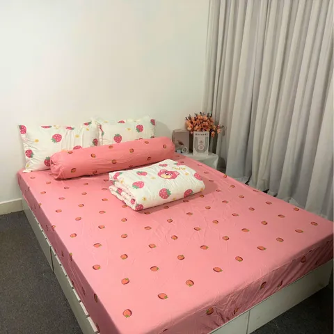Bộ Chăn Ga Cotton Microfiber Cao Cấp 5 Món - Gối & Chăn Chần Bông êm ái, Bọc Nệm 20cm, Kháng Khuẩn, Thoáng Khí, Phù Hợp Mọi Mùa