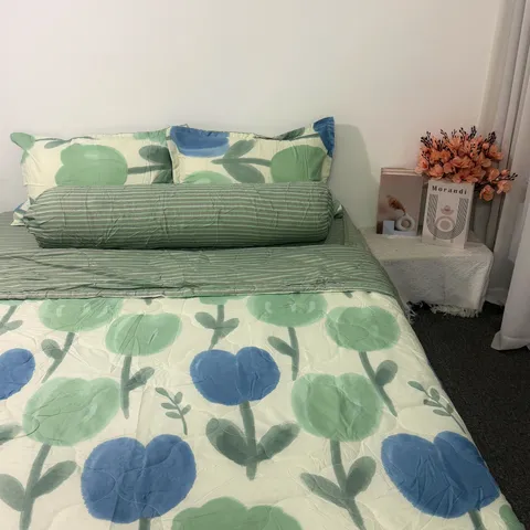 Bộ Chăn Ga Bọc Nệm Cao 20cm Microfiber Mềm Mại - 5 Món Tiêu Chuẩn, An Toàn, Thoáng Khí, Thiết Kế Sang Trọng