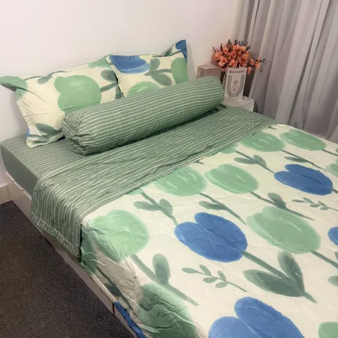 Bộ Chăn Ga Bọc Nệm Cao 20cm Microfiber Mềm Mại - 5 Món Tiêu Chuẩn, An Toàn, Thoáng Khí, Thiết Kế Sang Trọng