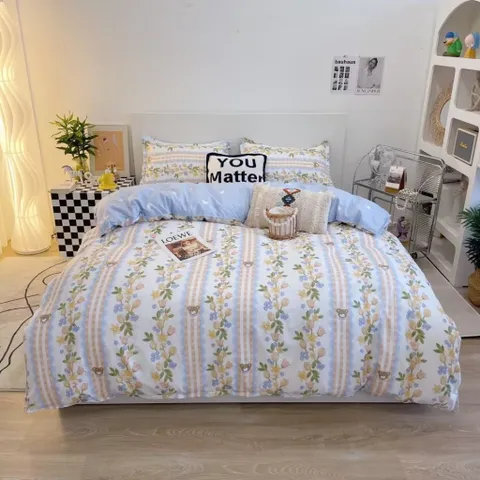 Bộ Chăn Ga Cotton Microfiber 5 Món êm ái, Bọc Nệm Cao 20cm - Thiết Kế Sang Trọng, Thoáng Khí, Giúp Ngủ Ngon Hơn