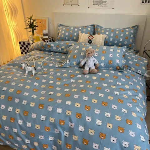 Bộ Chăn Ga Cotton Microfiber 5 Món êm ái bọc nệm cao 20cm - Trải Nghiệm Giấc Ngủ Hoàn Hảo 4 Mùa