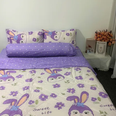 Bộ Chăn Ga Cotton Microfiber Mềm Êm Bọc Nệm Cao 20cm - 5 Món Cao Cấp Cho Giấc Ngủ Hoàn Hảo