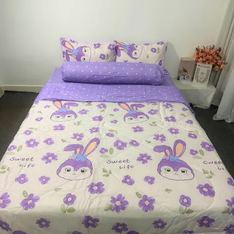 Bộ Chăn Ga Cotton Microfiber Mềm Êm Bọc Nệm Cao 20cm - 5 Món Cao Cấp Cho Giấc Ngủ Hoàn Hảo