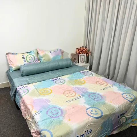 Bộ Chăn Ga Cotton Microfiber 5 Món Cao 20cm - Êm Mềm, Thoáng Khí, An Toàn, Thiết Kế Sang Trọng Cho Giấc Ngủ Hoàn Hảo