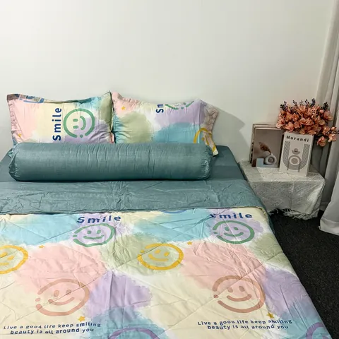 Bộ Chăn Ga Cotton Microfiber 5 Món Cao 20cm - Êm Mềm, Thoáng Khí, An Toàn, Thiết Kế Sang Trọng Cho Giấc Ngủ Hoàn Hảo