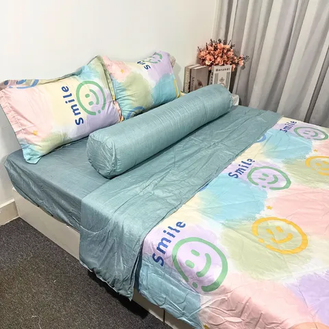 Bộ Chăn Ga Cotton Microfiber 5 Món Cao 20cm - Êm Mềm, Thoáng Khí, An Toàn, Thiết Kế Sang Trọng Cho Giấc Ngủ Hoàn Hảo