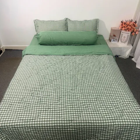 Bộ Chăn Ga Cotton Microfiber Mềm Êm - 5 Món Bọc Nệm Cao 20cm, Thiết Kế Sang Trọng, An Toàn Cho Giấc Ngủ Hoàn Hảo