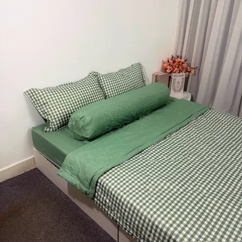 Bộ Chăn Ga Cotton Microfiber Mềm Êm - 5 Món Bọc Nệm Cao 20cm, Thiết Kế Sang Trọng, An Toàn Cho Giấc Ngủ Hoàn Hảo