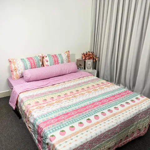 Bộ Chăn Ga Bọc Nệm Cotton Microfiber Siêu Mềm 5 Món - Độ Cao 20cm, Giấc Ngủ Hoàn Hảo, An Toàn, Dễ Dàng Vệ Sinh