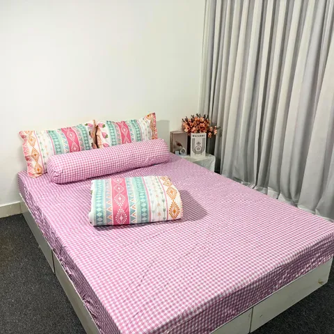 Bộ Chăn Ga Bọc Nệm Cotton Microfiber Siêu Mềm 5 Món - Độ Cao 20cm, Giấc Ngủ Hoàn Hảo, An Toàn, Dễ Dàng Vệ Sinh