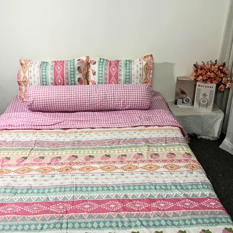 Bộ Chăn Ga Bọc Nệm Cotton Microfiber Siêu Mềm 5 Món - Độ Cao 20cm, Giấc Ngủ Hoàn Hảo, An Toàn, Dễ Dàng Vệ Sinh
