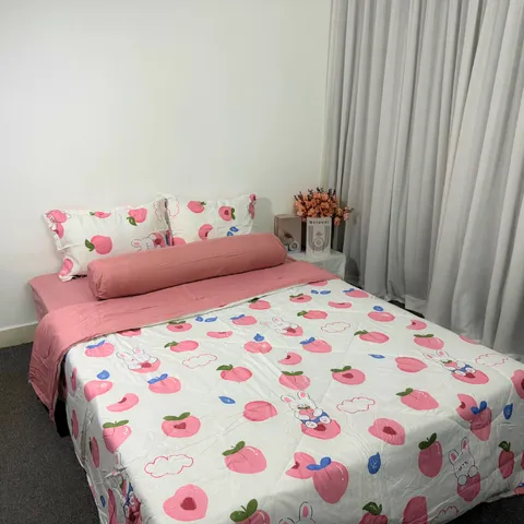 Bộ Chăn Ga Cotton Microfiber 5 Món - Bọc Nệm Cao 20cm, Êm Ái và Thoáng Khí, Giúp Giấc Ngủ Hoàn Hảo