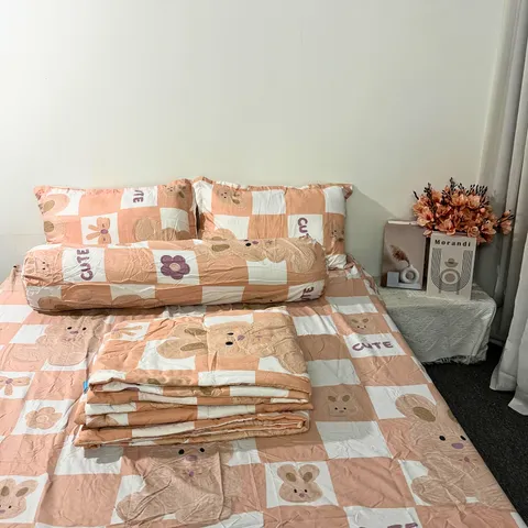 Bộ Chăn Ga Cotton Microfiber Cao Cấp - Trải Nghiệm Ngủ Thoải Mái Với Thiết Kế Đẹp Mắt, 5 Món Chất Lượng Cao 20cm FSL1310