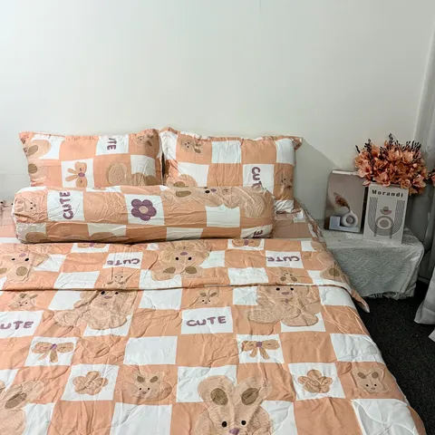 Bộ Chăn Ga Cotton Microfiber Cao Cấp - Trải Nghiệm Ngủ Thoải Mái Với Thiết Kế Đẹp Mắt, 5 Món Chất Lượng Cao 20cm FSL1310