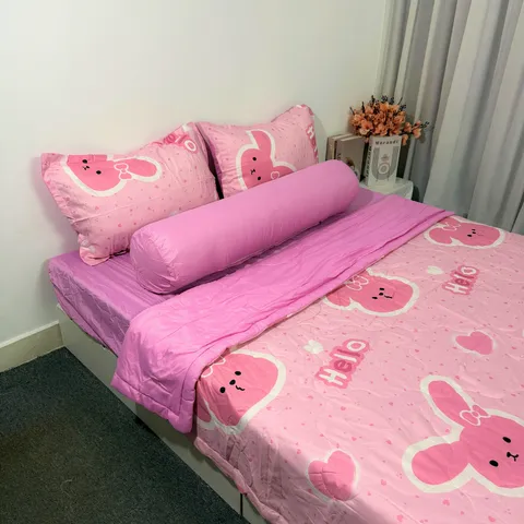 Bộ Chăn Ga Microfiber Cao Cấp 5 Món - Êm Ái, Thoáng Khí, Bọc Nệm 20cm - Giấc Ngủ Hoàn Hảo, An Toàn Cho Da Nhạy Cảm