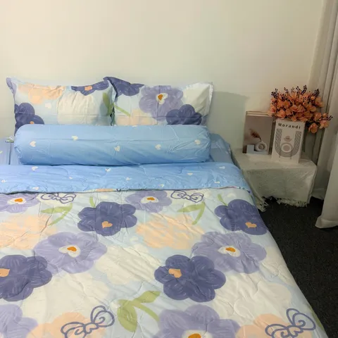 Bộ Chăn Ga Cotton Microfiber Cao Cấp 5 Món Bọc Nệm 20cm - Êm Ái, Thoáng Khí, An Toàn Cho Giấc Ngủ Hoàn Hảo