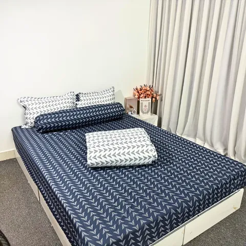 Bộ Chăn Ga Bọc Nệm Cao 20cm Microfiber 5 Món - Chăn Chần Bông Êm Ái, Thiết Kế Sang Trọng, Hỗ Trợ Giấc Ngủ Tuyệt Vời