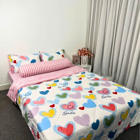Bộ Chăn Ga Microfiber 5 Món Cao 20cm - Êm Ái, Thoáng Khí, An Toàn Cho Giấc Ngủ Hoàn Hảo, Lựa Chọn Sang Trọng Cho Phòng Ngủ